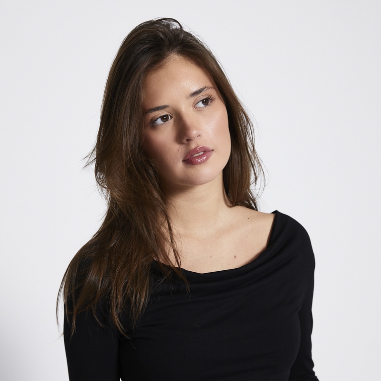 Two way draped long-sleeve top "Assia"